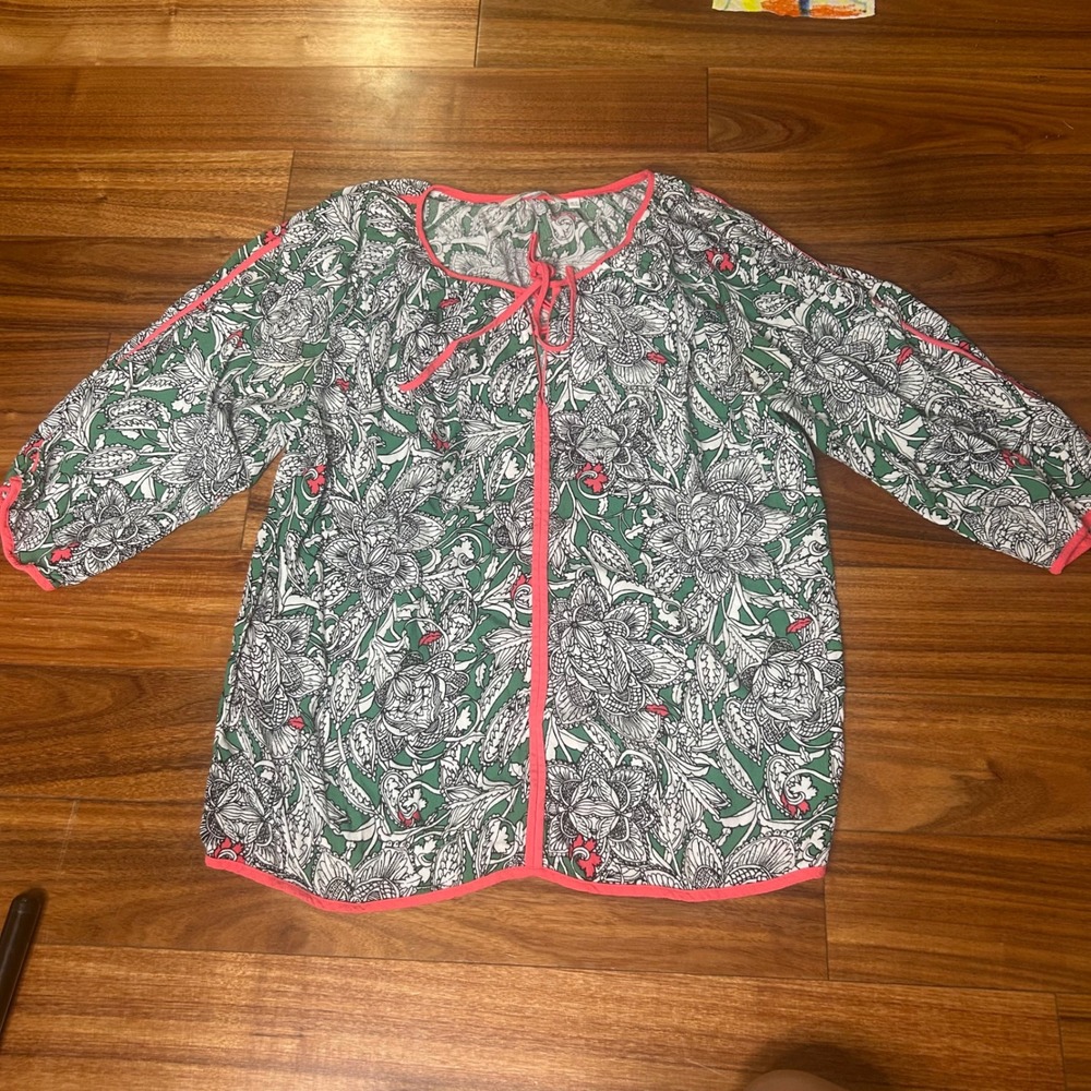 Boden Floral Print Blouse 3/4 Sleeve Top light weight boho